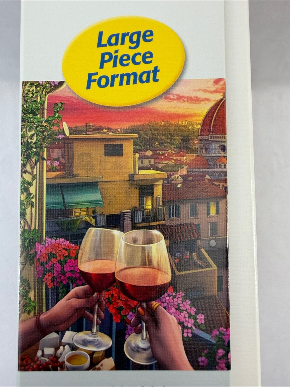 Ravensburger 500-Piece Sunset Terrace Wine Glasses Floral Buildings Puzzle - Picture 2 of 7